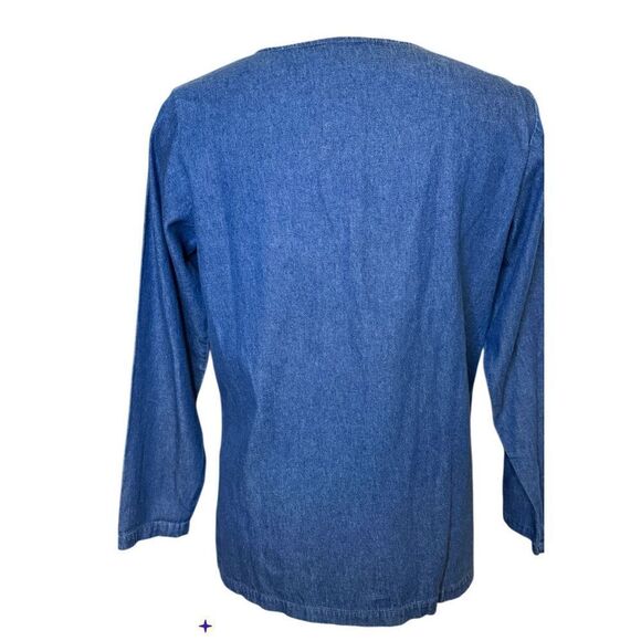 Quacker Factory Denim/Chambray 2-Pc Skirt & Top Holiday Snowman Set Sz. S - Picture 10 of 14